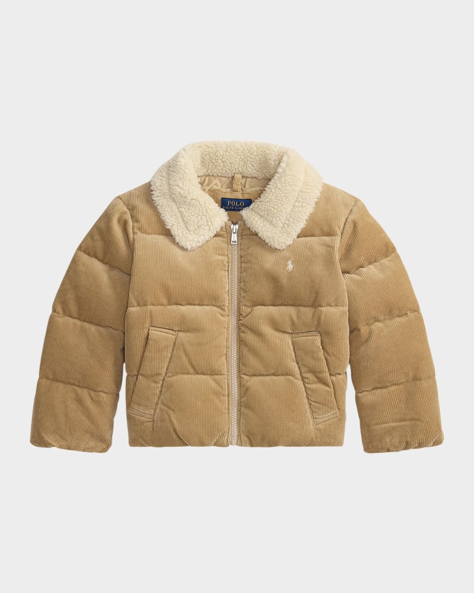 Girl's Corduroy Puffer Down Jacket, Size 2-